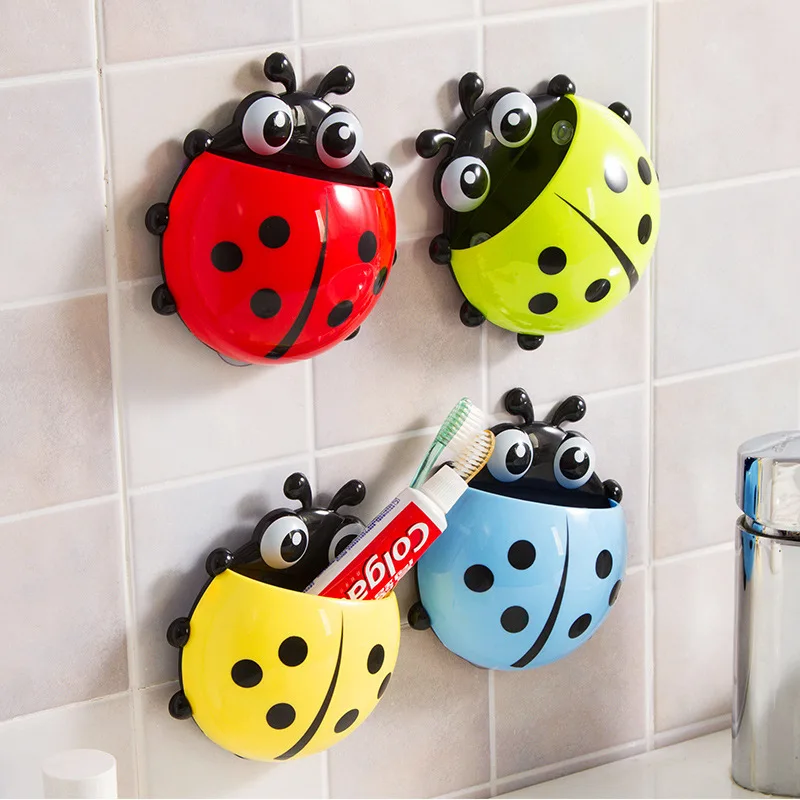 Creative Seven Star Ladybug Cartoon Toothbrush Holder Vanity Finishing Appliance Hanging Organizer Bathroom Accessories