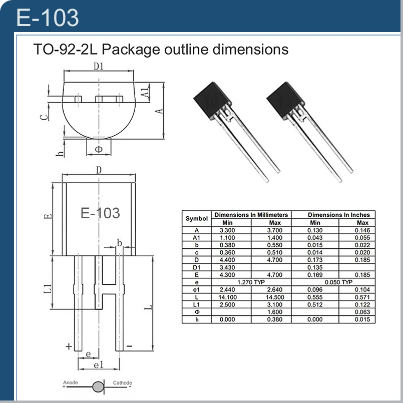 DIODE 20PCS/LOT E-103T 10.0MA TO-92-2L CRD / CURRENT REGULATIVE DIODE  NEW