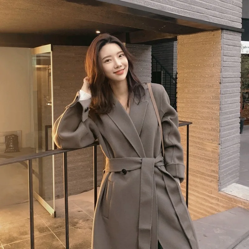 Spring Autumn Coat Women Korean Double-sided Wool Jacket Women Woolen Overcoat Abrigos Mujer Invierno 2020 Casaco YR055 YY2026