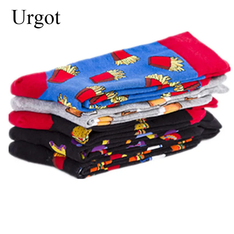 Urgot-Calcetines de algodón con estampado creativo para hombre, medias de estilo informal, 5 pares, 44,45