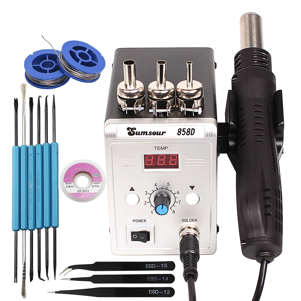 Hot Air Gun 858D 700W BGA Rework Solder Station 220V / 110V For SMD SMT Heat Soldering Station Welding Repair Tools