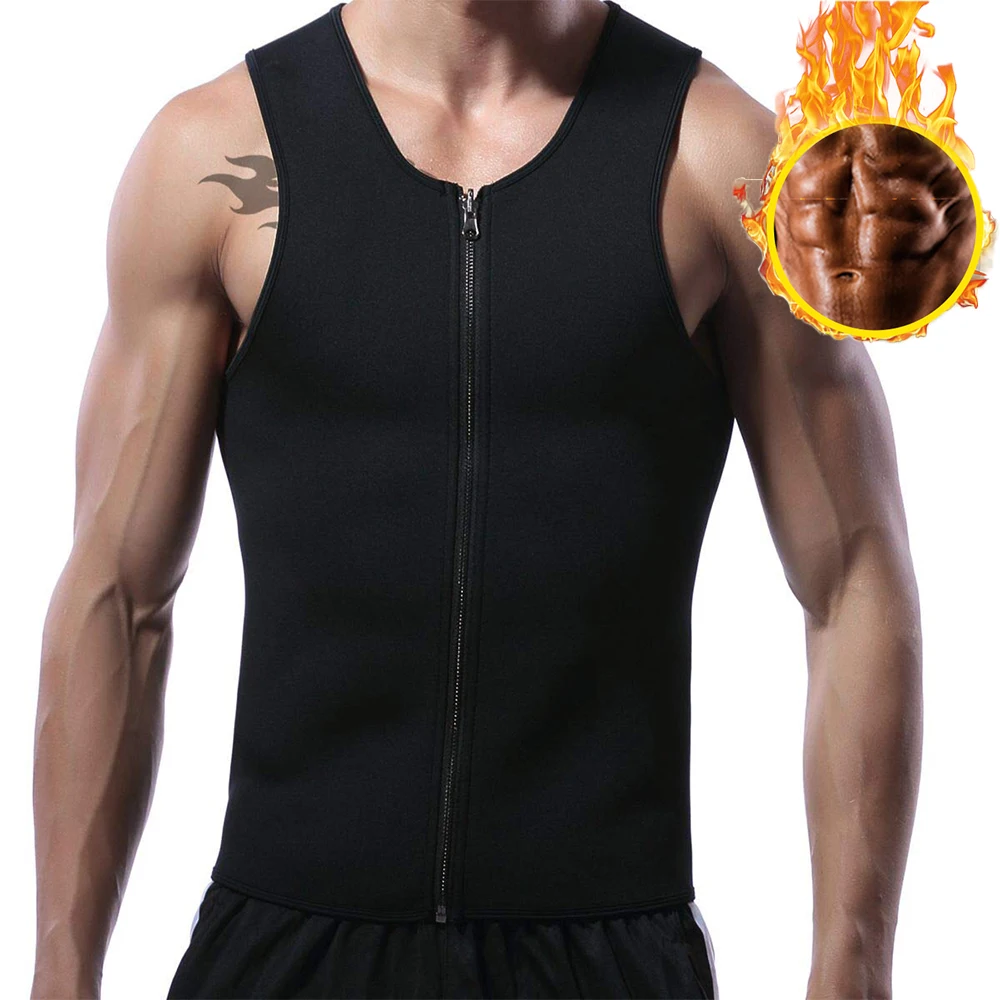 

Sauna Tank To for Men Waist Trainer Sweat Vest with Zipper Heat Trapping Vest Sauna Suit Sweat Tank Top Tummy Control Girdle Gym