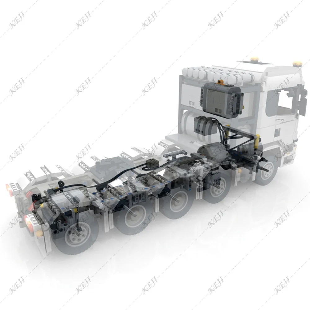 KEJI MOC-28358 Custom Scania Tractor 10x4 6 SLT RC Truck Ballast Platform Car Model Building Block Bricks Kit Kids Toys Gift