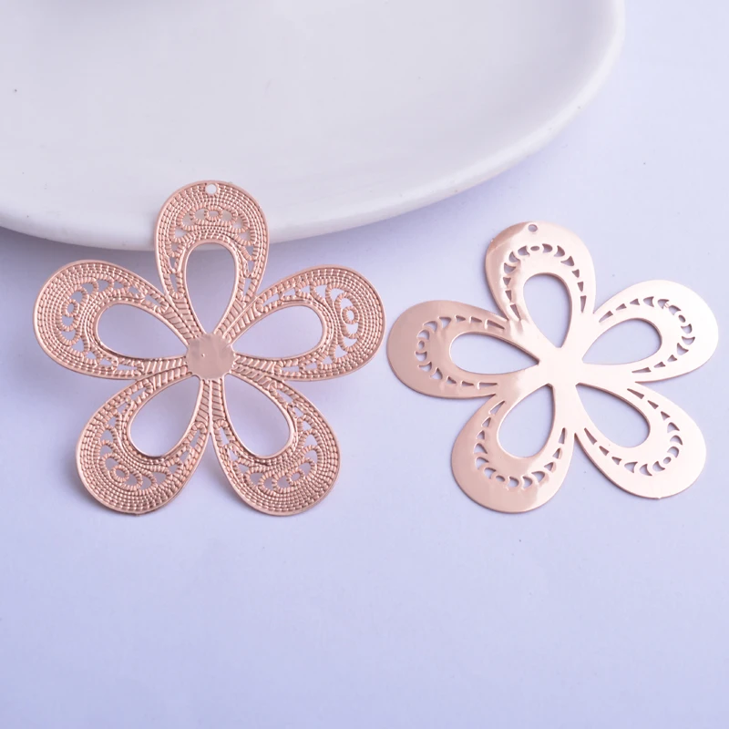 30 Stück AA2173 41mm Große Blumen-Anhänger DIY Ohrring-Anhänger Messing Hellgoldfarben Schmuckanhänger – Detail 11
