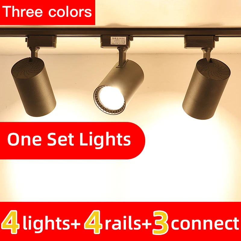 

Whole Set Led Track Light 12/20/30/40W COB Track Lights Aluminum Rails Lighting Spot Light Fixture For Kitchen Living Room Home