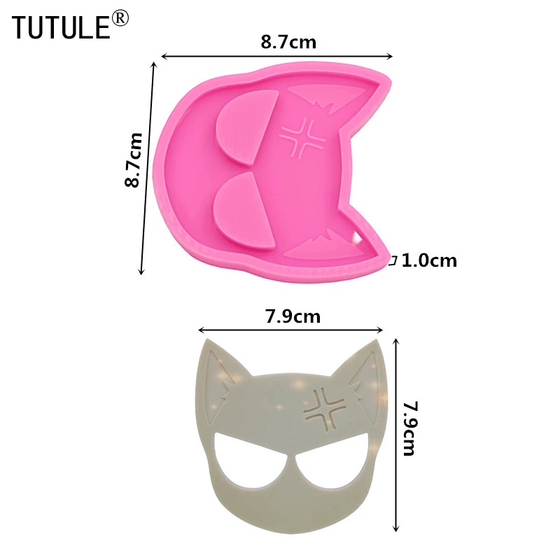 Mirror Cat silicone mold  DIY Tag Keychain decoration Mold Cat head UV Resin Polymer Clay Mold