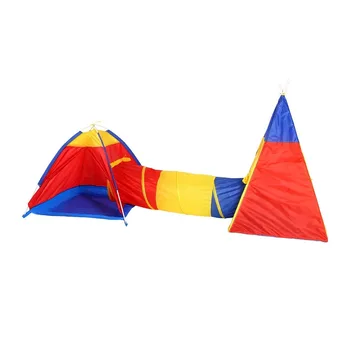 Children's tunnel camping tent 3 In 1 tent house game toys foldable children's crawling portable ocean pool small houses for children