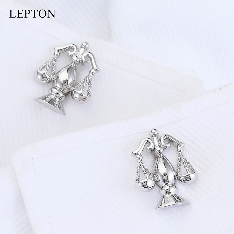 

Lepton Libra Scales Cufflinks Fashion Silver Color Metal balance Cuff links for Mens Shirt Studs Gift Lawyer Relojes gemelos