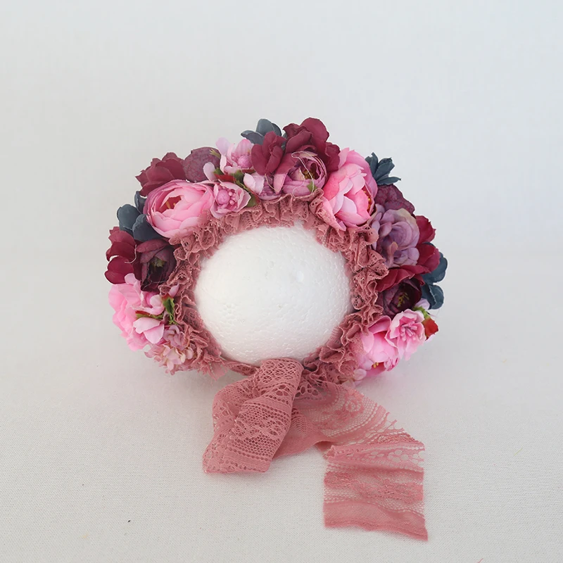

Floral Infant Bonnet Newborn Photography Props Vintage Flower Bonnet Prop Newborn Baby Girl Garden Hat Photo Props