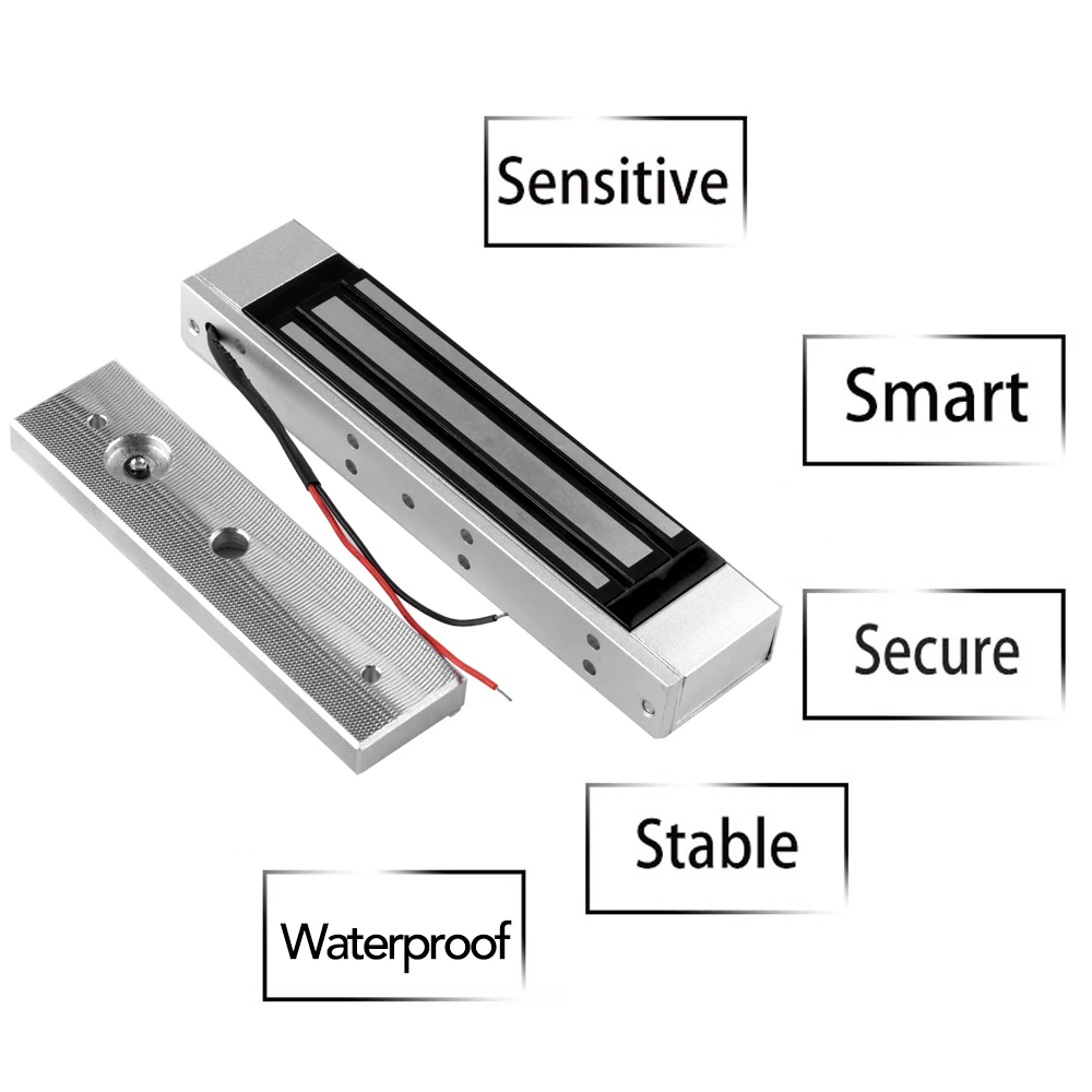 180KG Electromagnetic Lock DC12V Electric Magnetic Lock 350lbs Holding Force Electronic Single Door Locks Waterproof Outdoor