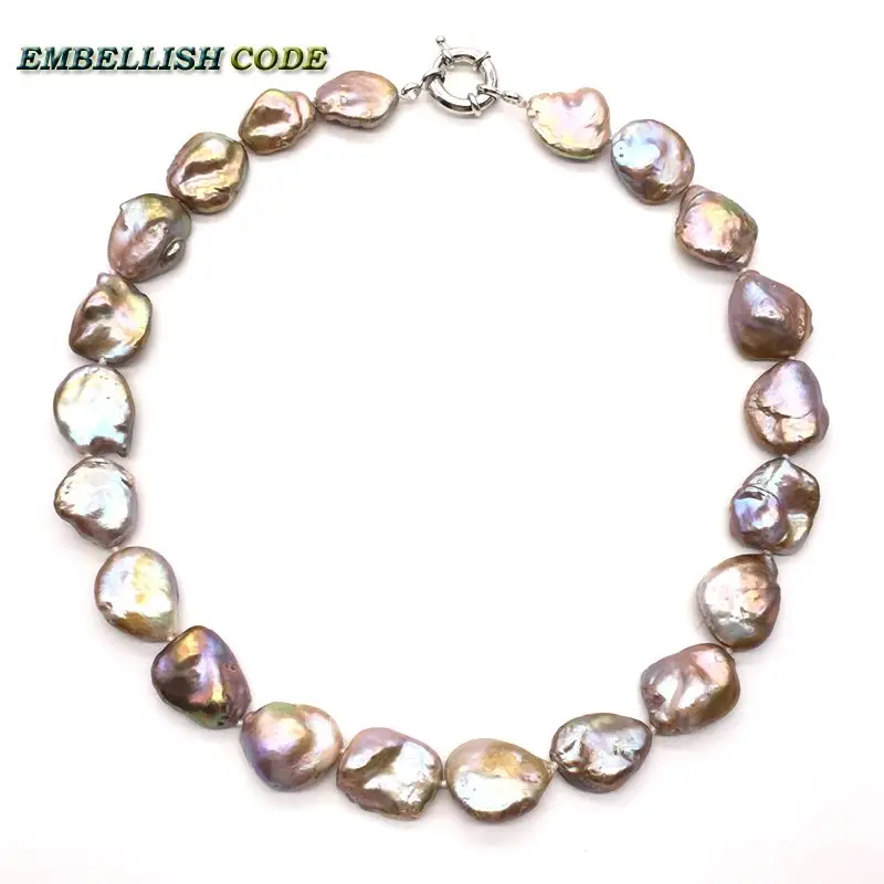 Golden Purple Pearl Necklace Keshi Irregular Square Baroque Style Natural Freshwater Cultured Pearls Special Jewelry