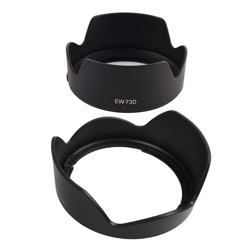 Retail 2 Pcs Lens Hood Black for Canon EF-S: 1 Pcs EW-73D Lens Hood Shade Protector Cover 18-135Mm F/3.5-5.6 IS & 1 Pcs EW-73C B