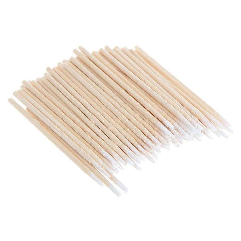 Coton-tiges en bois pour cosmétiques, bâtons de nettoyage des oreilles, pointe de bourgeon, fournitures de tatouage, maquillage en continu, santé, 7cm, 100 pièces