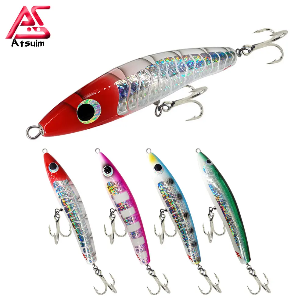 

AS TopWater приманка для плавания и троллинга, блесна, рыболовная приманка 65g120g, деревянный карандаш для ловли тунца, искусственные плавающие длинные воблеры