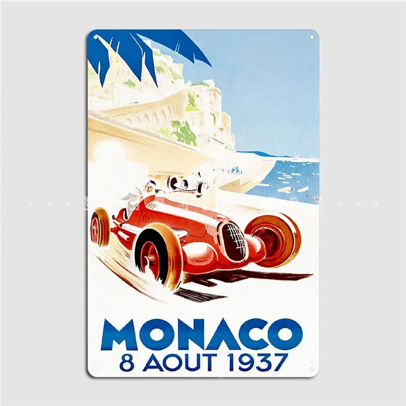 Monaco Grand Prix 1937 Metal Sign Living Room Painting Décor Wall Cave Customize Tin Sign Poster