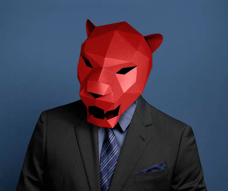 Imagen 3: Máscara de papel precortada 3D, Pantera, Jaguar, leopardo, disfraz de Halloween, DIY, artesanía de papel, modelo, máscara de Navidad