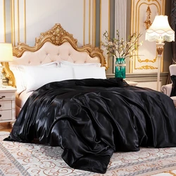 Duvet Cover High-End Satin Rayon Single Double Queen King Size Solid Color Quilt Cover