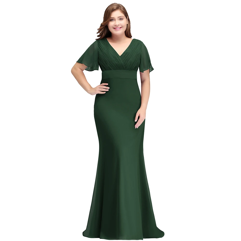 Plus Size Bridesmaid Dresses Long Women V-neck Autumn Winter Birthday Gift for Lady Mother Elegant Party Robe de soiree A-line