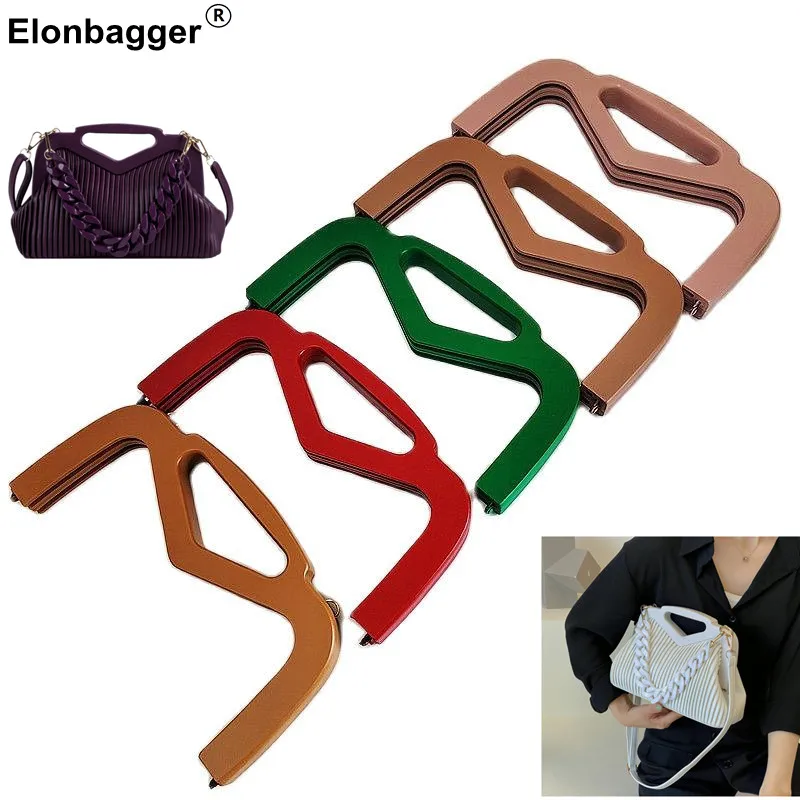 1 Set New  Handmade Handbag Accessories Wholesale Wood Purse Frame Solid wooden Bag Handles Hanger Fashion Wood Purse Frame