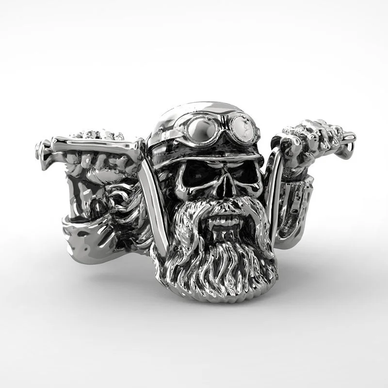 New Retro Bearded Locomotive Knight Shape Ring Men's Ring Fashion Vintage Metal Knight Ring Accessories Party Jewelry Size 7 ~12