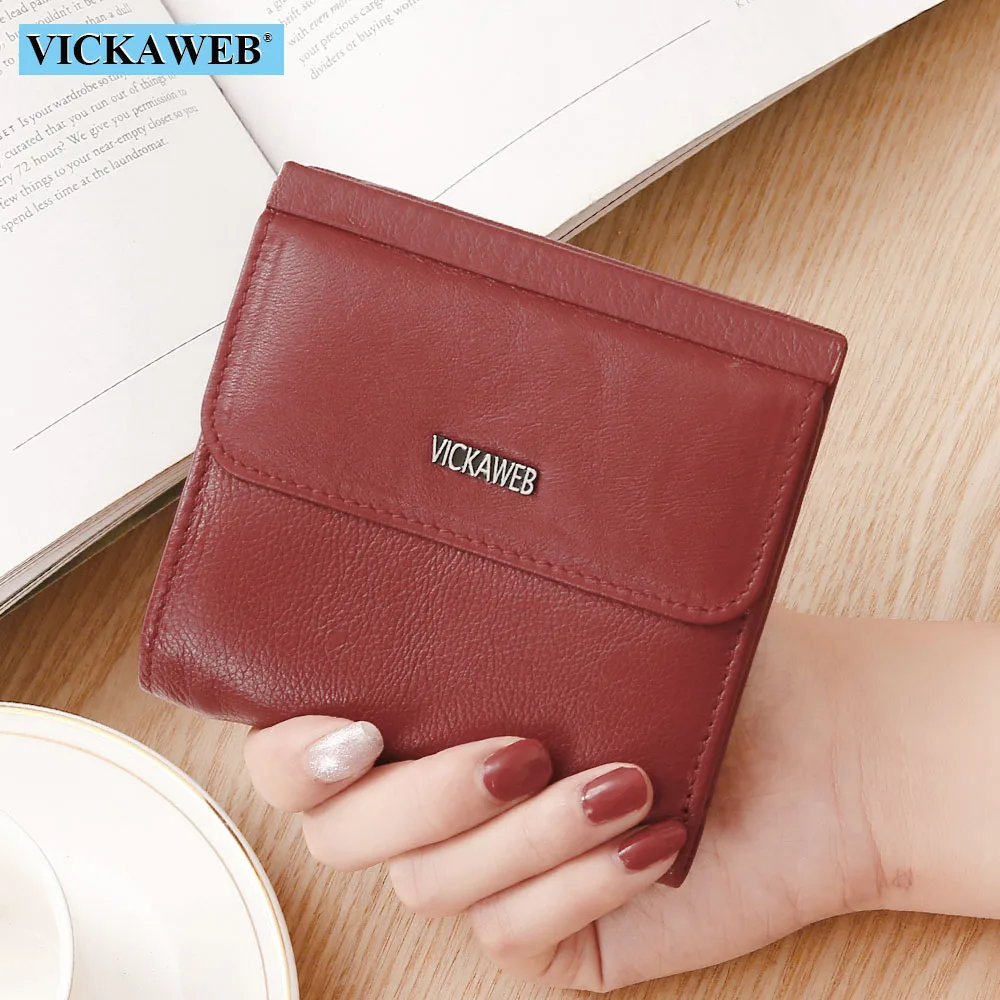 

VICKAWEB Women Small Genuine Leather Wallet Fashion Cute Ladies Purse Female Hasp Womens Wallets And Purses Mini Money Short Bag