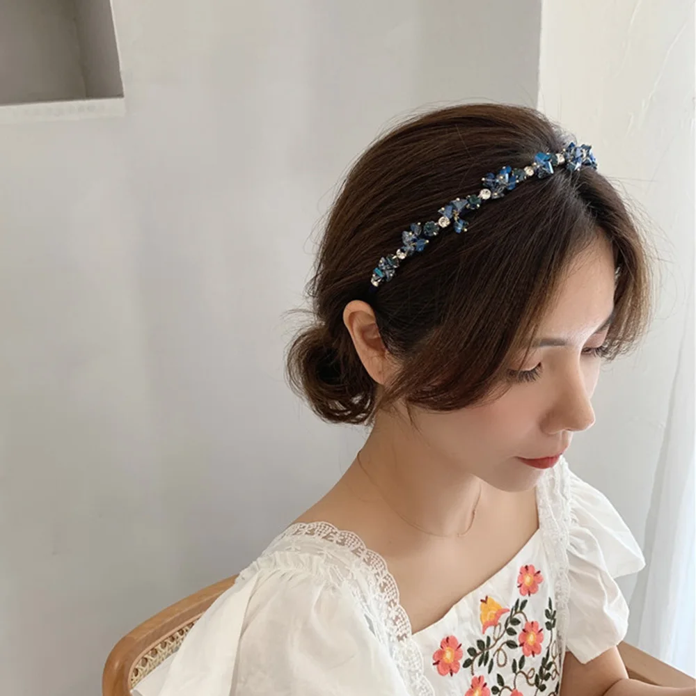 Light Luxury Crystal Hairband Rhinestone Retro Headbands French Elegant Hair Hoop Headdress Trendy All-matching Thin Headwear