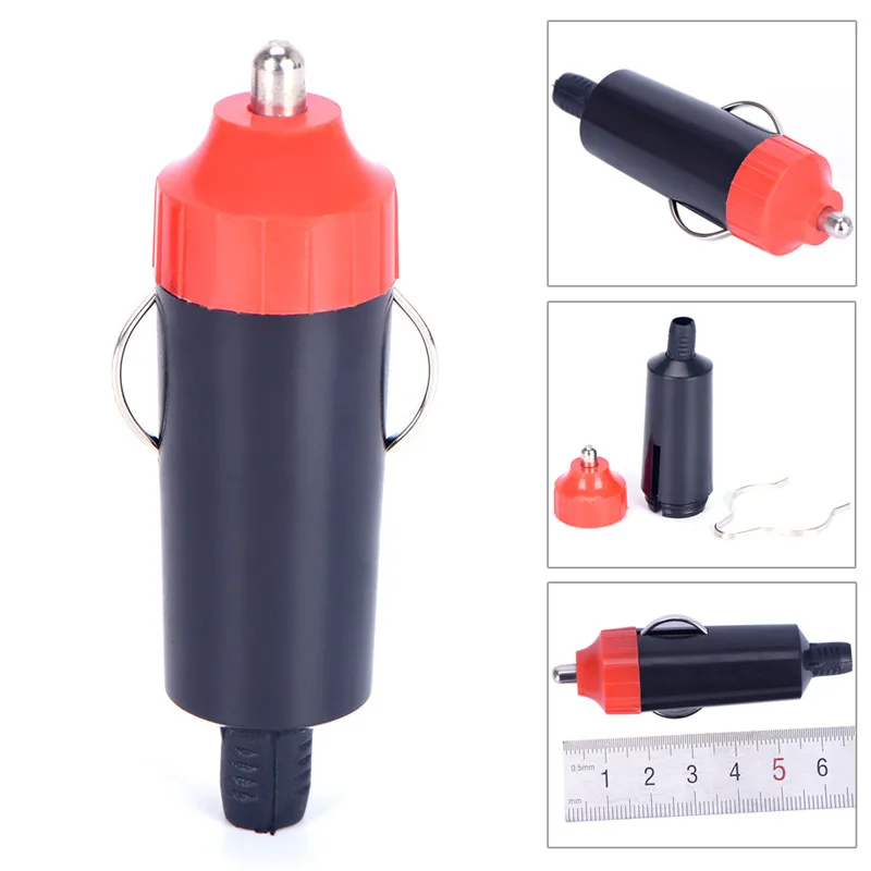 Hot Sell 12V Male Car Cigarette Lighter Socket Plug Motorcycle Socket Power Charger Adapter Connector + Fuse Converter Plug