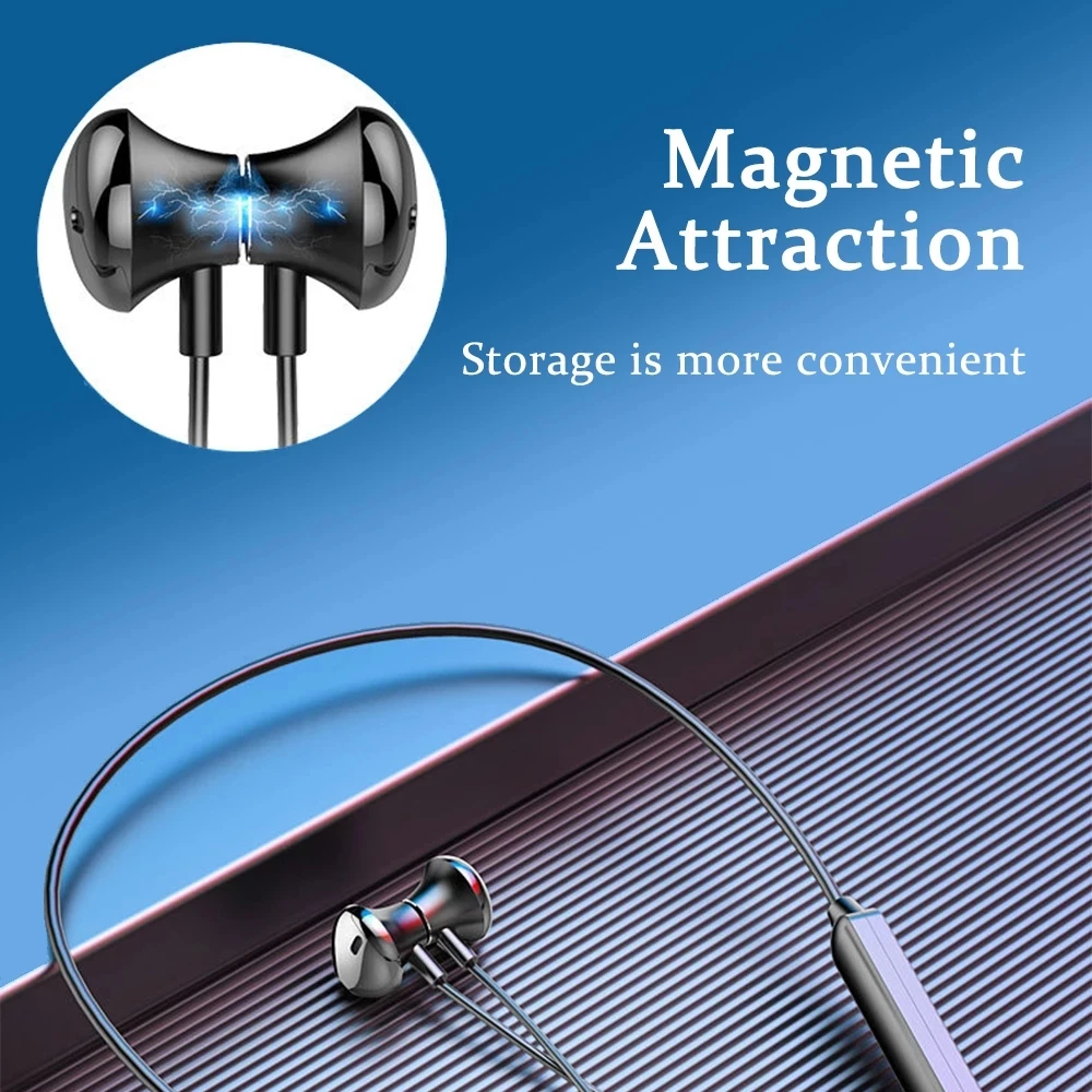 Magnetic Wireless Bluetooth 5.0 Earphones Neckband Stereo Sports Headset Handsfree Earbuds Headphones With Mic For All Phones