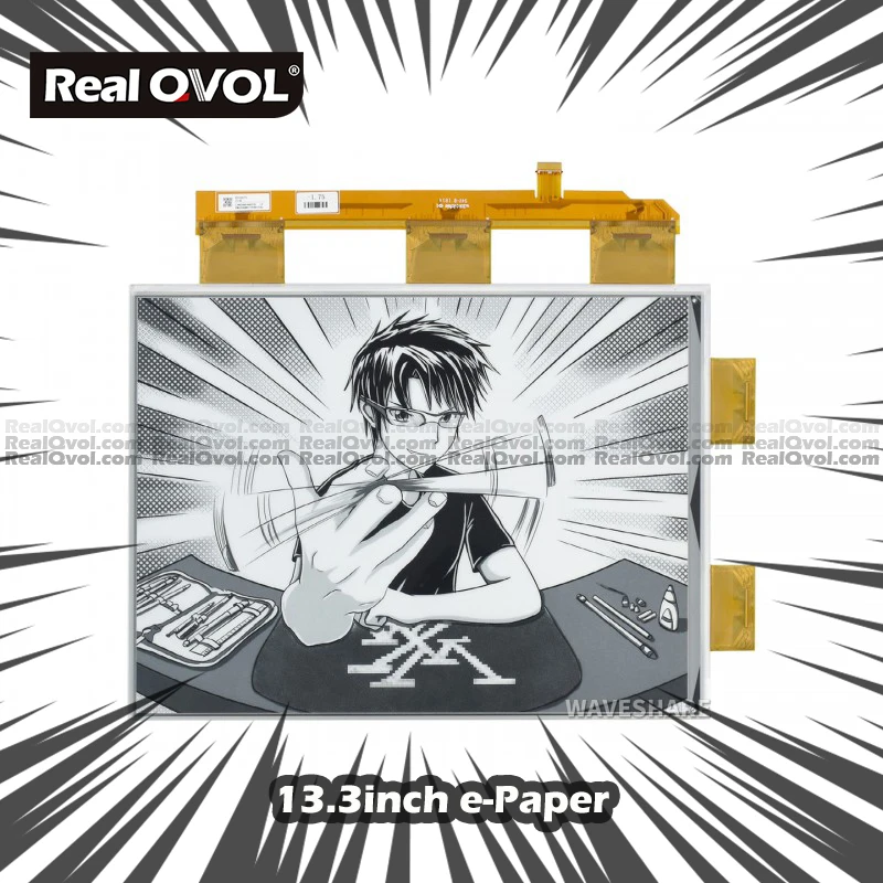 

RealQvol 13.3inch E-Paper E-Ink Raw Display for Raspberry pi,1600x1200 Pixels, Black/White,16 Grey Scales,Parallel Port,No PCB