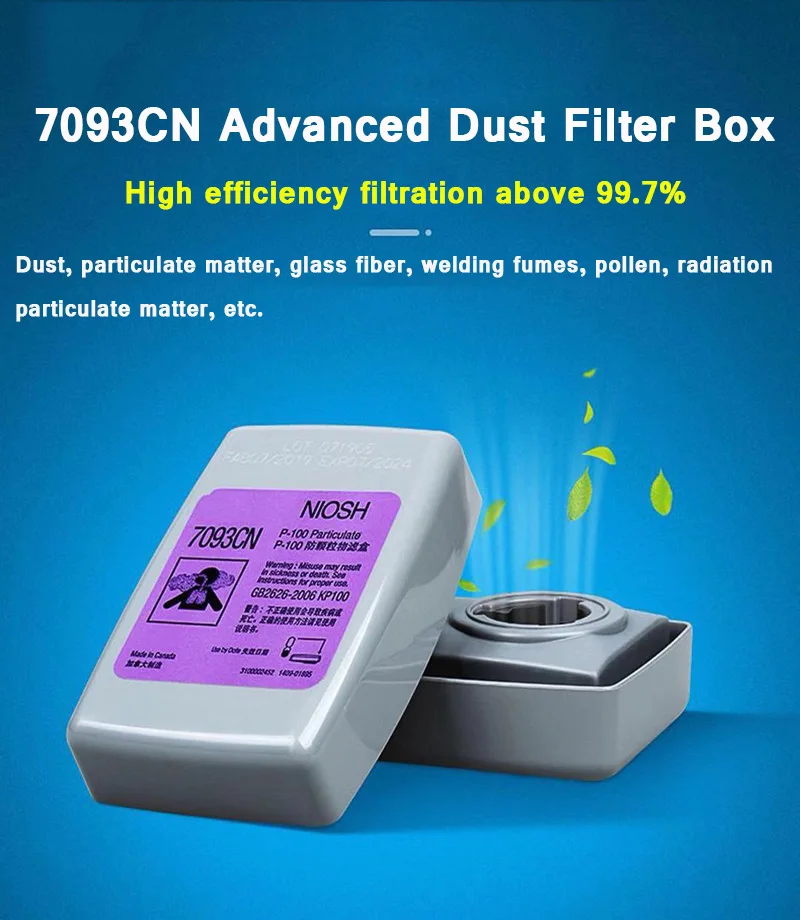 7093 Dust Box Gas Mask Full Face Mask Accessories Particle-Proof Polishing Decoration Dust-Proof Filter Cotton Glass Fiber