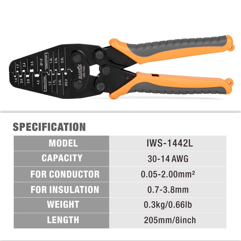 iwiss alicate crimper para rc car crimpagem 30awg para 14awg open barrel e conectores da molexte amp jst para fpv drone iws1442l 01