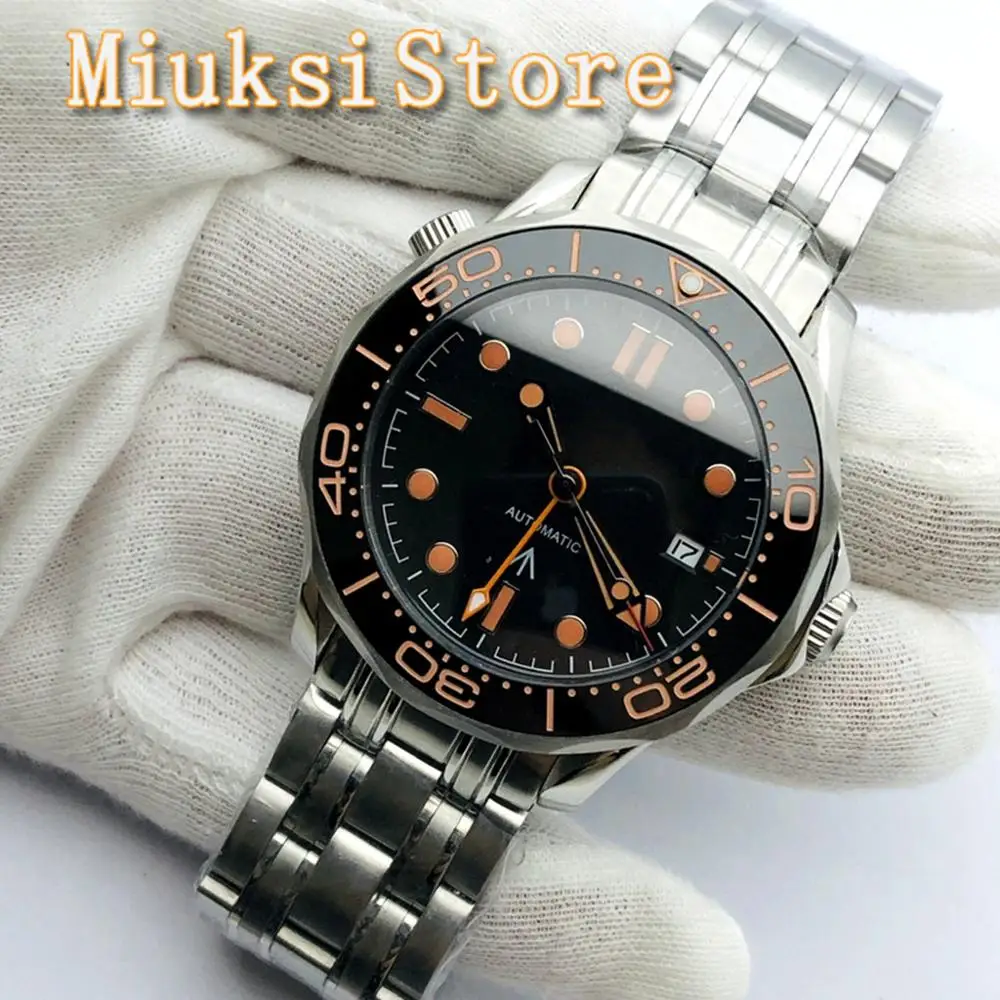 41MM BLIGER Men's Classic GMT Mechanical Watch Sapphire Crystal Ceramic Bezel Black Sterile Dial Date Luminous Automatic Watch