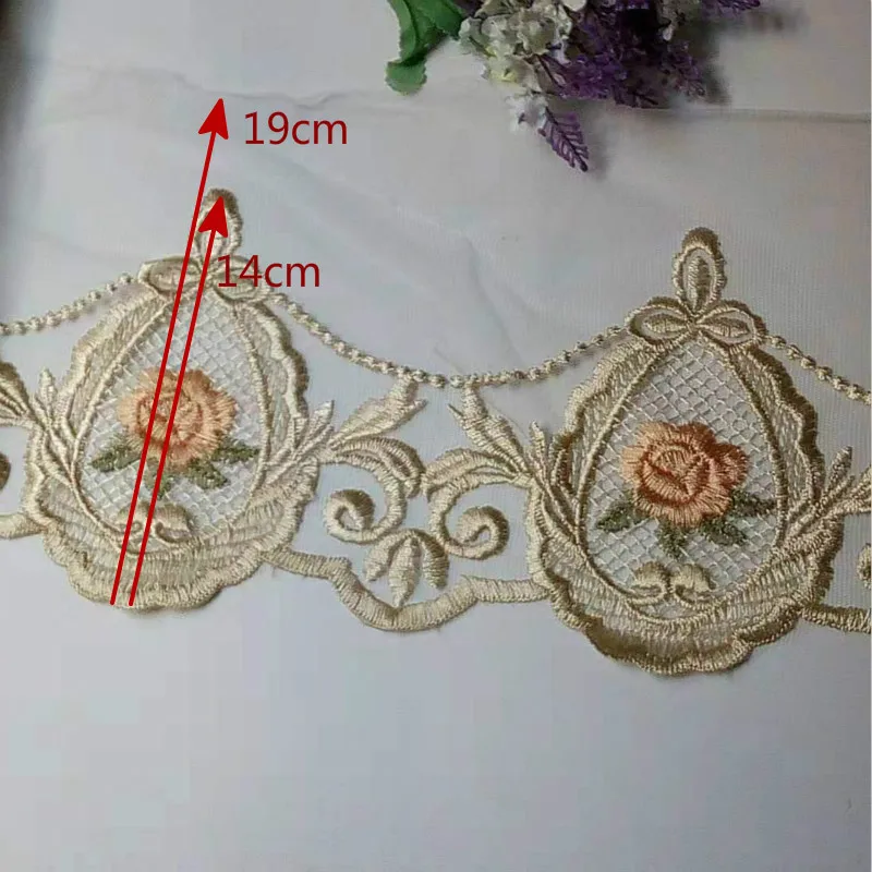 2 yards Lace Ribbon Trims Webbing Applique for Sofa Cover Curtain Home Textiles Trimmings Embroidered Lace Fabric 19cm 2.5cm