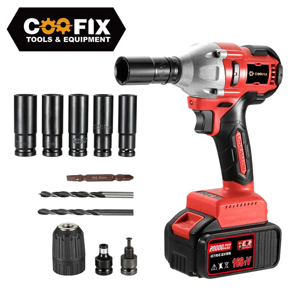 COOFIX 21V Brushless Cordless Impact Wrench Rechargeable Electric Socket Wrench 320N.m Lithium Battery Impact Wrench