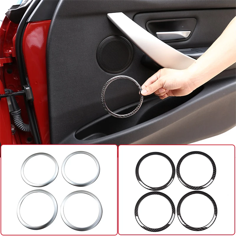 4Pcs For BMW 3 Series F30 F34 3GT 2013-2019 Car Door Sound Stereo Audio Cover Trim Ring ABS Tweeter Speaker Cover Accessories