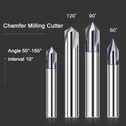 Chamfer เครื่องกัดมุมดอกสว่าน Chamfering End Mill ขัดขอบ V Grove Router 60 90 120องศา2 3ขลุ่ย