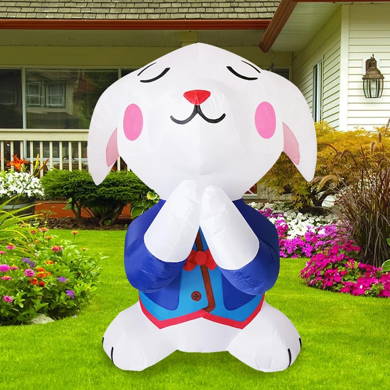 

6 Ft Easter Inflatable Decoration Praying Bunny Blow Up Yard Decoration Clearance with LED Lights Built-in Party Holiday Garden