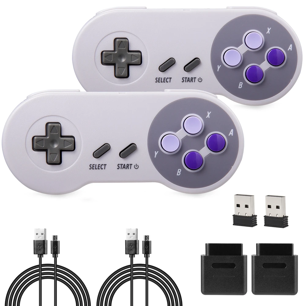 

Беспроводная USB-консоль для игр SNES/SFC, 2 шт., 2,4 ГГц, для Windows, ПК, MAC, Linux, Genesis, Raspberry Pi, Retropie Grey