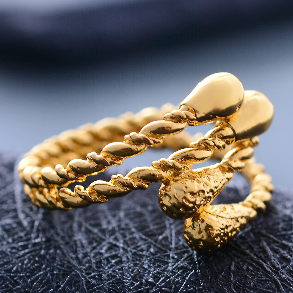Dubai Gold Color Rings For Women African Jewelry Ethiopian Gold Color Wedding Bigger Rings Openable