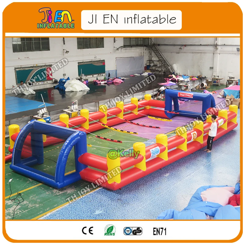 pvc tarpaulin giant inflatable football field for sale, commercial high quality inflatable football pitch with ropes