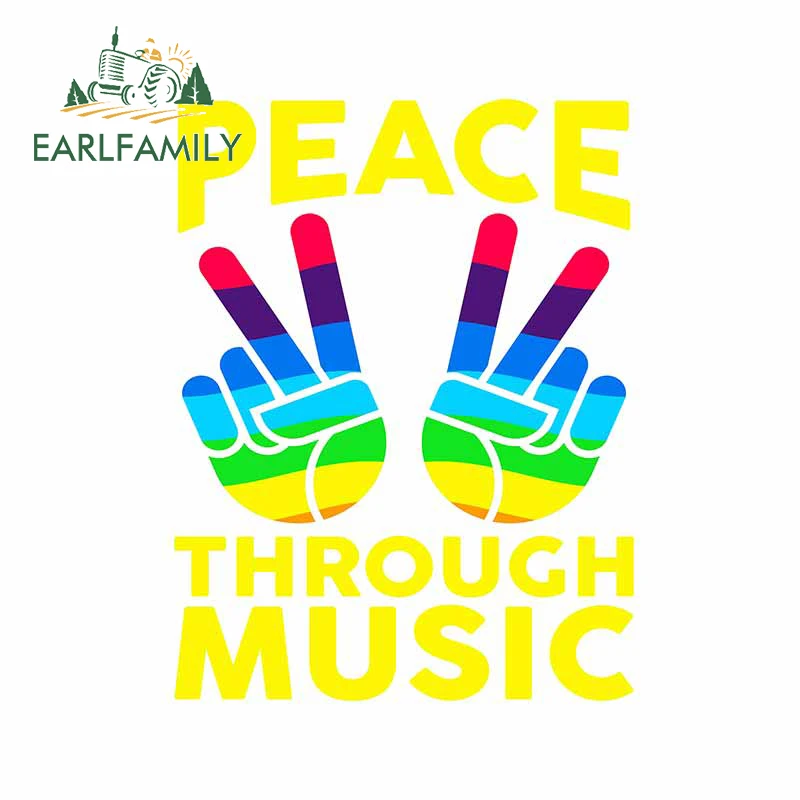 EARLFAMILY 13cm x 9.8cm for Peace Through Music Decal Laptop Personality Car Stickers Scratch-Proof Camper SUV JDM Accessories