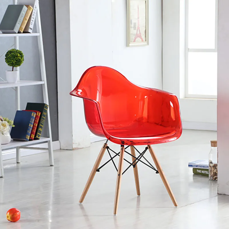 Nordic net red chair armchair acrylic plastic dining chair transparent negotiation chair leisure chair