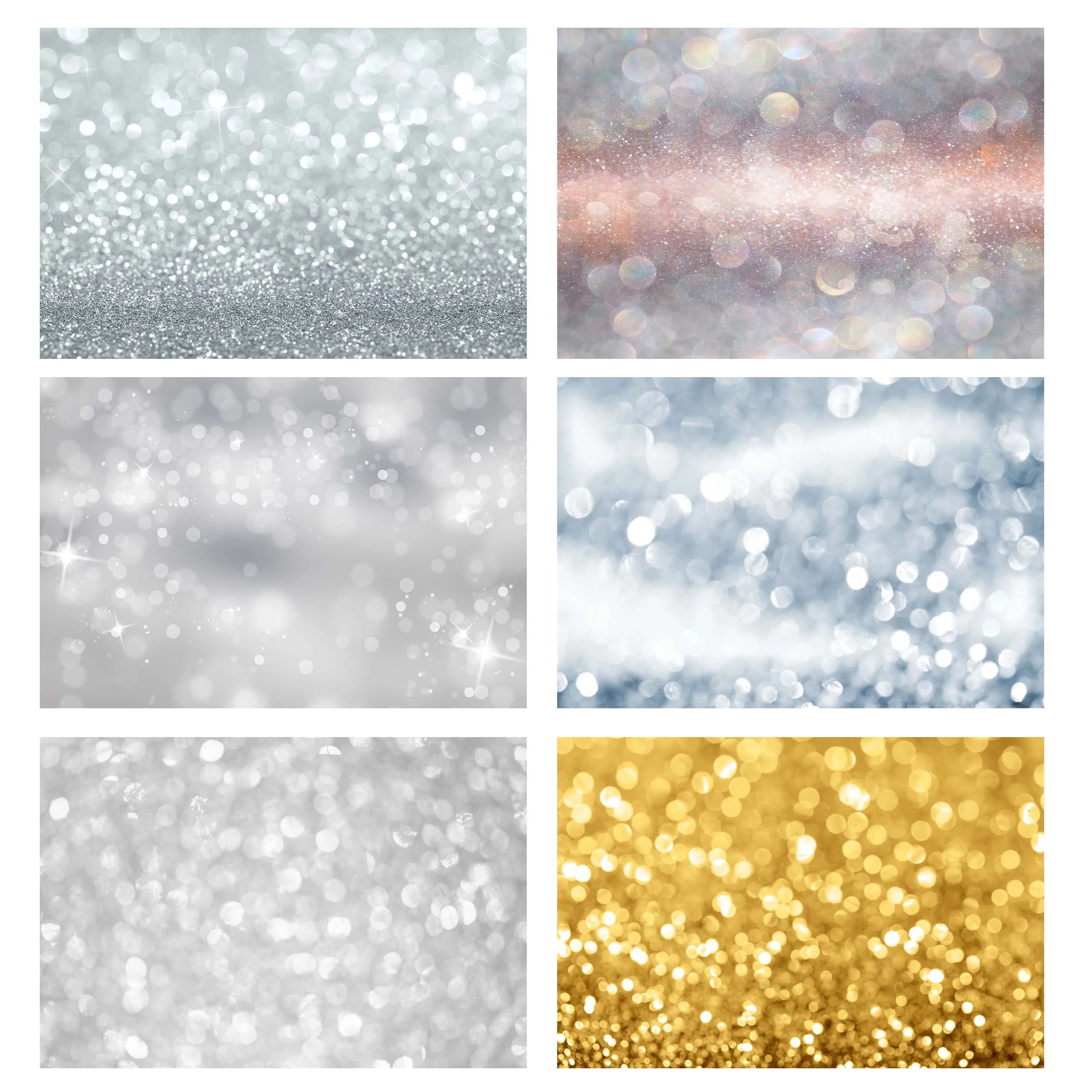 Golden Silver Bokeh Glitters Sparkle Christmas Birthday Party Photographic Background Vinyl Backdrop Photo Studio for Photophone