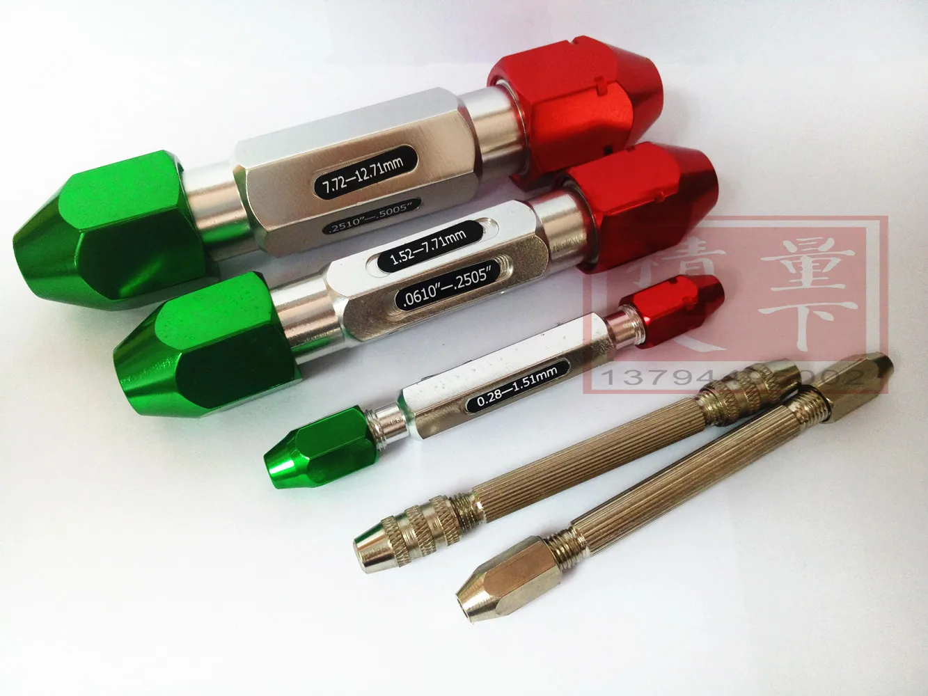 Needle Gauge Clamp Handle 0.1-3 Gauge Gauge Plug Gauge Gauge Rod Wrench Stop Gauge Handle Red and Green Needle Gauge Handle