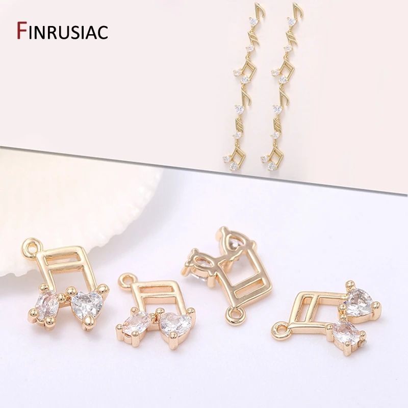 2020 New Designer Small Musical Note Pendant 14k gold plated copper metal zircon-inset DIY Earring Charm Accessories Components