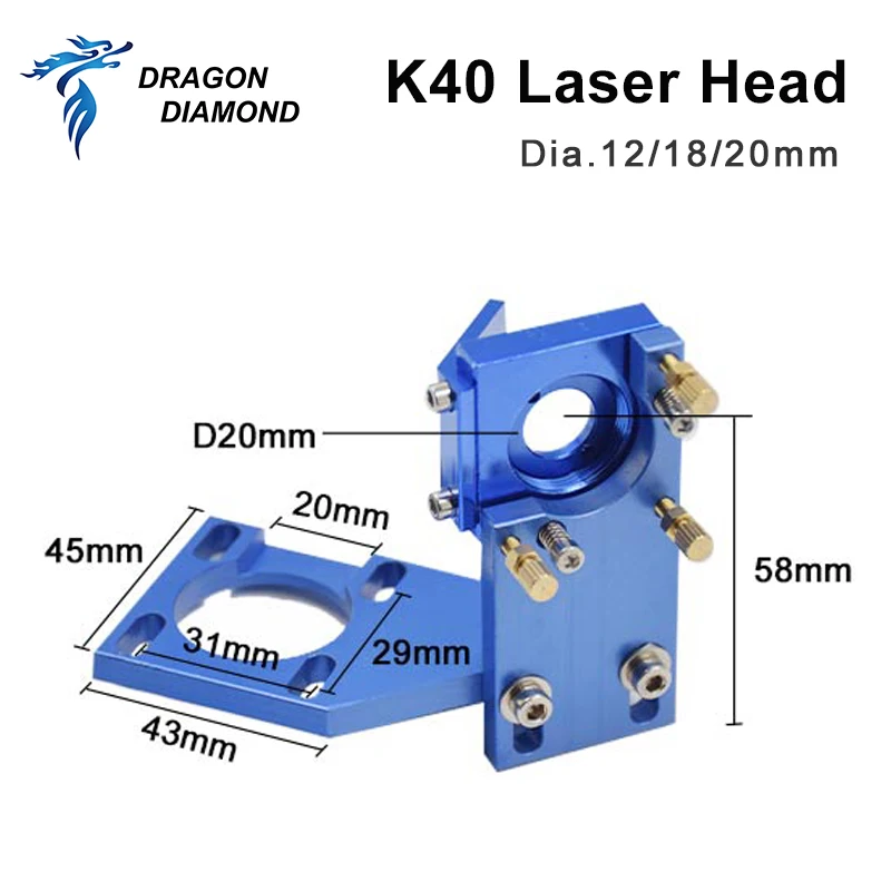 CO2 Laser Head 12/18/20mm Laser Engraver For Update 2030 4060 K40 Laser Engraving Cutting Machine