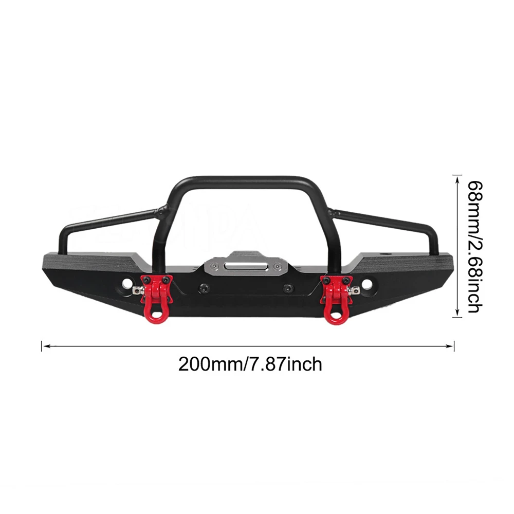 Front Bumper with LED Light & Winch for 1/10 Axial SCX10 90046 Traxxas TRX4 Defender RC Crawler Car Accessories