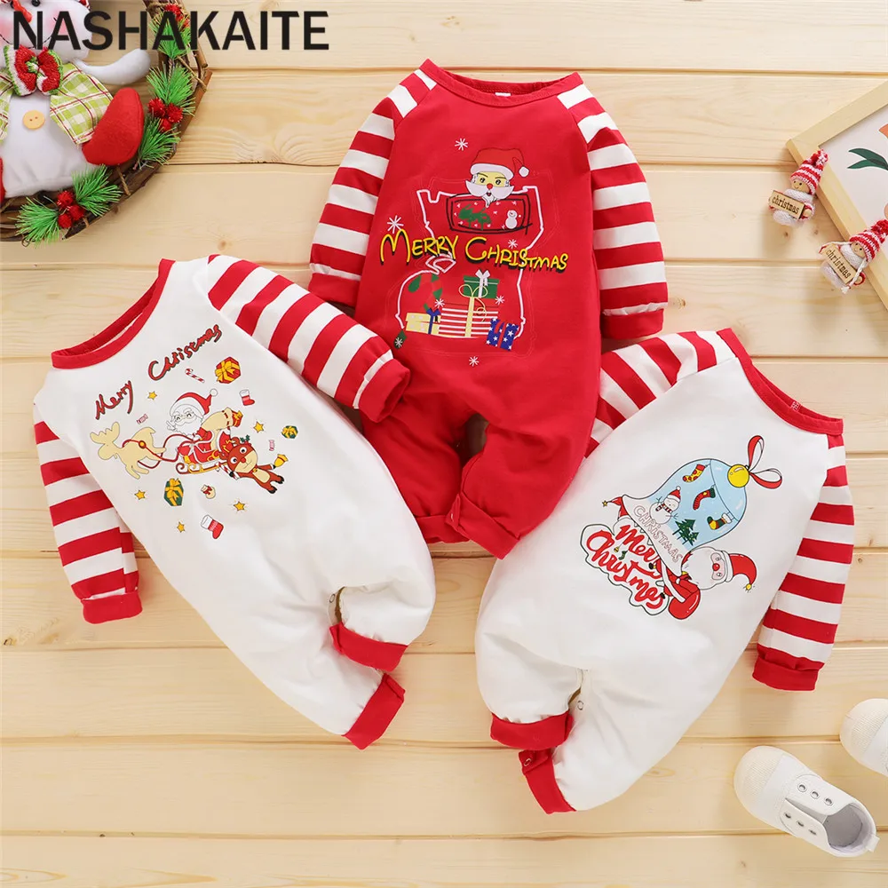 ZAFILLE My First Christmas Baby\'s Rompers Santa Claus Printed Overalls For Kids Newborn Girls Clothing Christmas Baby Costume