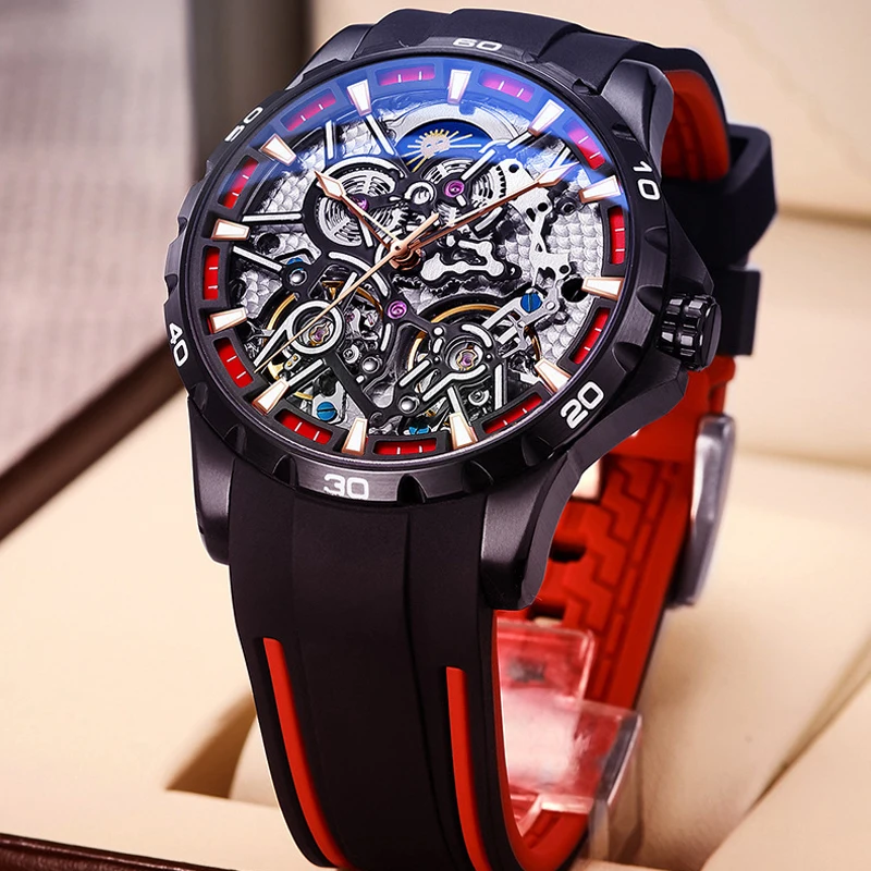 

Watch For Men AILANG Top Brand Automatic Luminous Moon Phase Clock Waterproof Double Tourbillon Mechanical Watches Reloj