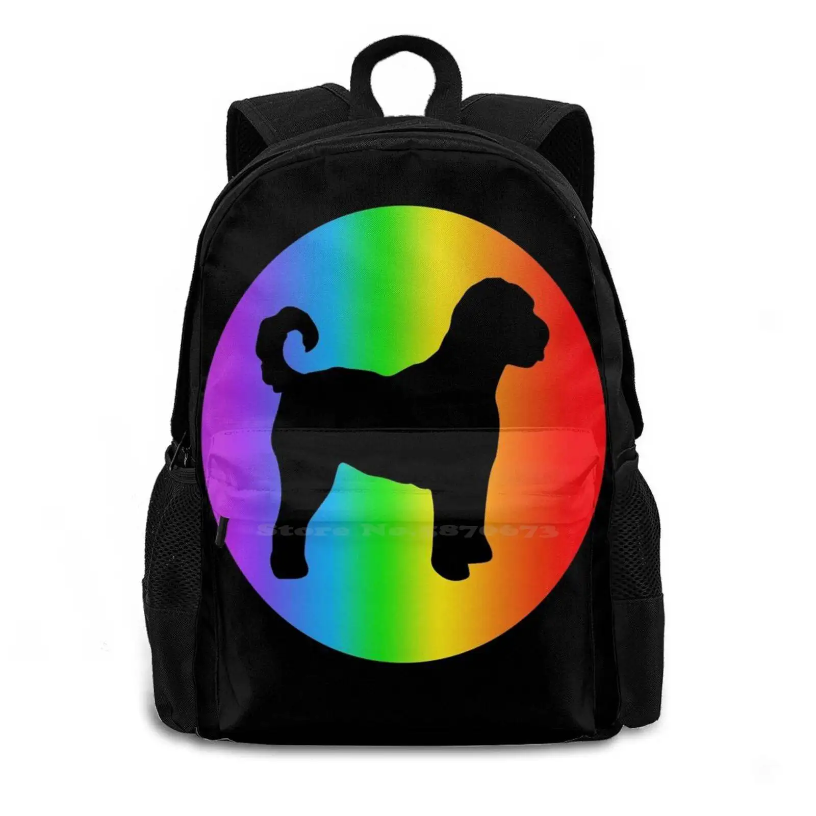 Dog Lover Rainbow Silhouette Gifts Hot Sale Schoolbag Backpack Fashion Bags Dad Owner Lovers Mom Design Rainbow Silhouette